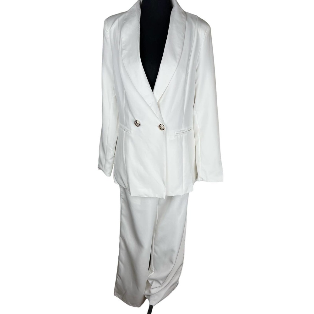 New Women's Blazer Suits Two Piece Solid Work Pant Suit for Business Size XL